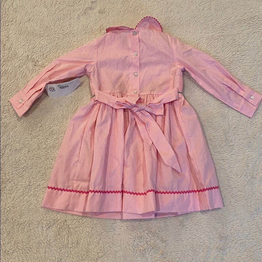 Southern Sunshine Pink Gingham Smocked Christmas Tree Dress Girls Size 2 NWT - Picture 2 of 5